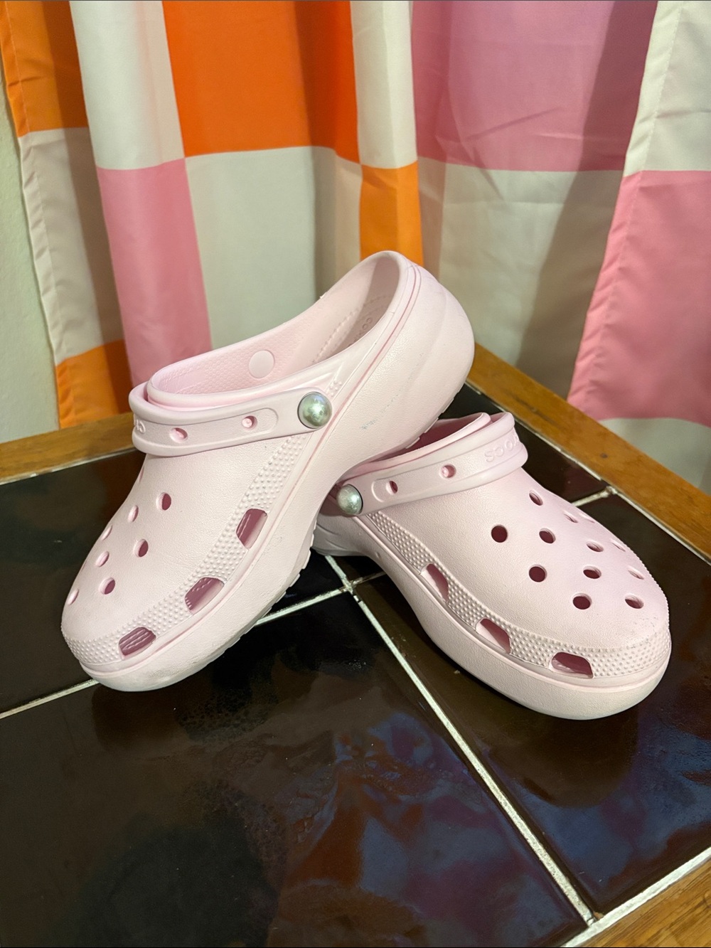 Platform Pink Crocs Size 7